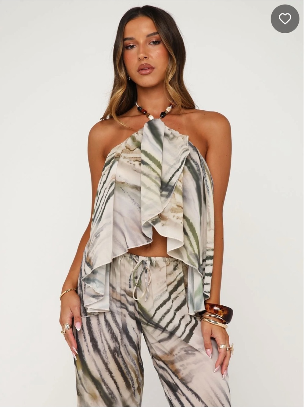 White Fox Boutique Eternally Lit Halter Top - Stonewash